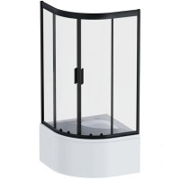 W90UG-401A090BT Душ. кабіна Gem Deep 1/4 Round 90x90 скло прозоре, профіль чорний мат, без піддону (1 сорт) AM.PM