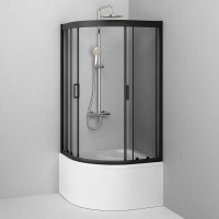 W90UG-401A090BT Душ. кабіна Gem Deep 1/4 Round 90x90 скло прозоре, профіль чорний мат, без піддону (1 сорт) AM.PM фото 3