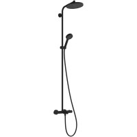 28871670 HG Activera S Душова система Showerpipe 240 1jet EcoSmart з термостатом на ванну Ecostat Fine, чорний матовий (1 сорт) HANSGROHE