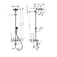 28871670 HG Activera S Душова система Showerpipe 240 1jet EcoSmart з термостатом на ванну Ecostat Fine, чорний матовий (1 сорт) HANSGROHE фото 2
