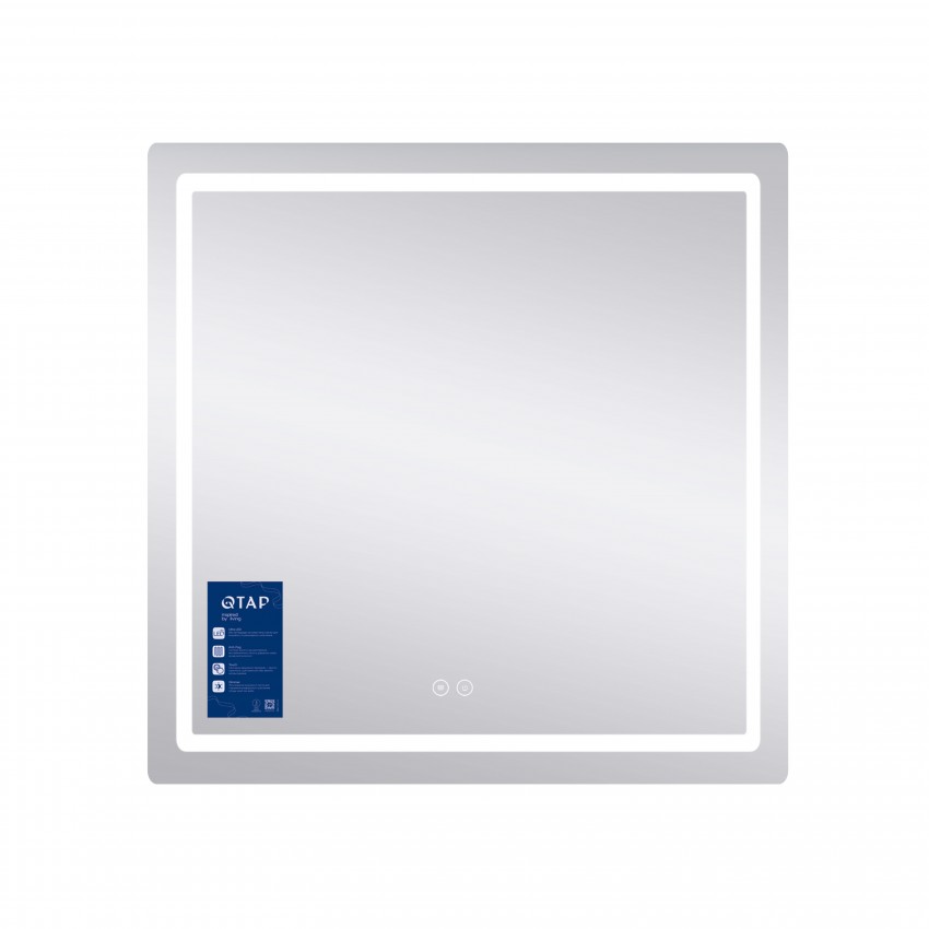 Дзеркало настінне Mideya (MI9) 800x800 мм, прямокутне, з LED-підсвіткою Touch, антизапотіванням, димером, рег. яскравості Qtap QTAP фото 3