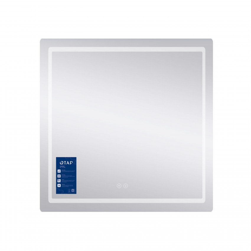Дзеркало настінне Mideya (MI9) 800x800 мм, прямокутне, з LED-підсвіткою Touch, антизапотіванням, димером, рег. яскравості Qtap QTAP фото 2