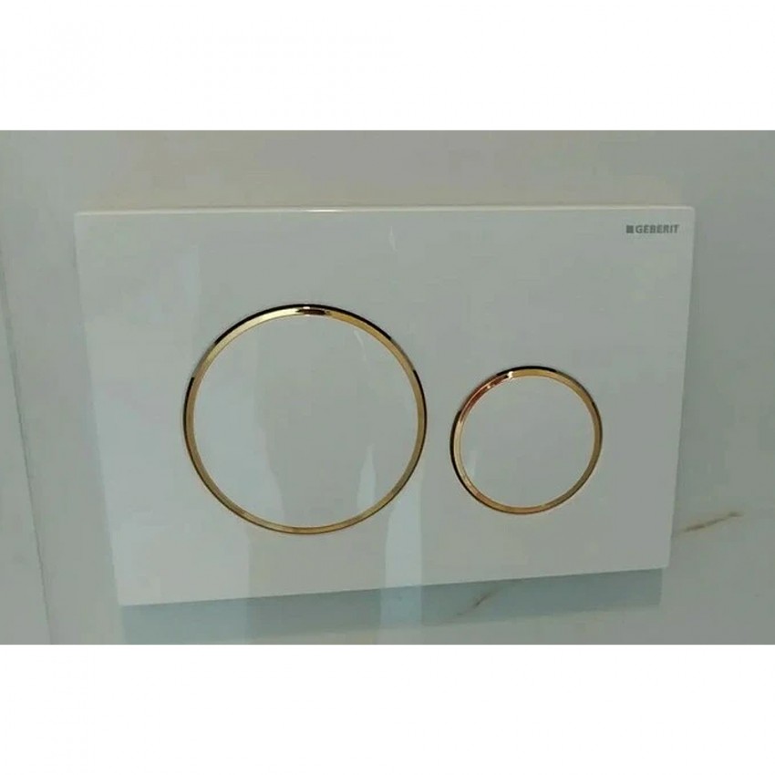 115.882.KK.1 Sigma20 round Клавіша з подвійним змивом, білий/позолота/білий (1 сорт) GEBERIT фото 2