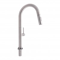 Змішувач для кухні Lenicka, Brushed Nickel PVD (k35) з висувним виливом QTLEN9138103UN Qtap QTAP