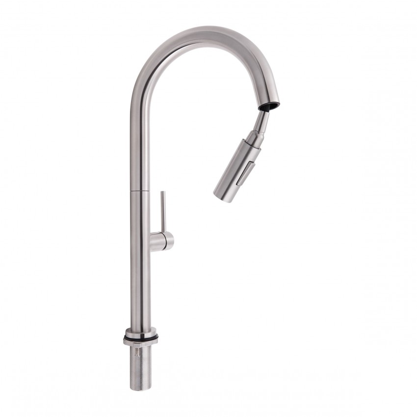 Змішувач для кухні Lenicka, Brushed Nickel PVD (k35) з висувним виливом QTLEN9138103UN Qtap QTAP фото 2