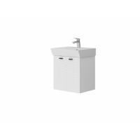 484050W Flow Тумба 50 з умивальником та ручками, білий матовий (1 сорт) DEVIT
