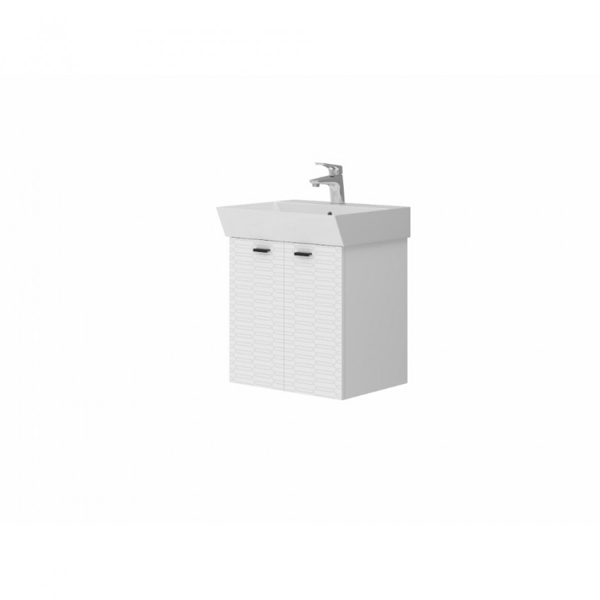 484050W Flow Тумба 50 з умивальником та ручками, білий матовий (1 сорт) DEVIT