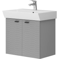 484060G Flow Тумба 60 з умивальником та ручками, сірий матовий (1 сорт) DEVIT фото 1