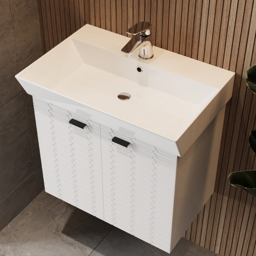 484060W Flow Тумба 60 з умивальником та ручками, білий матовий (1 сорт) DEVIT