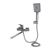 Змішувач для ванни Presto з довгим поворотним виливом (з душовим гарнітуром) QTPRE2601GRP45583 Graphite Qtap QTAP фото 2