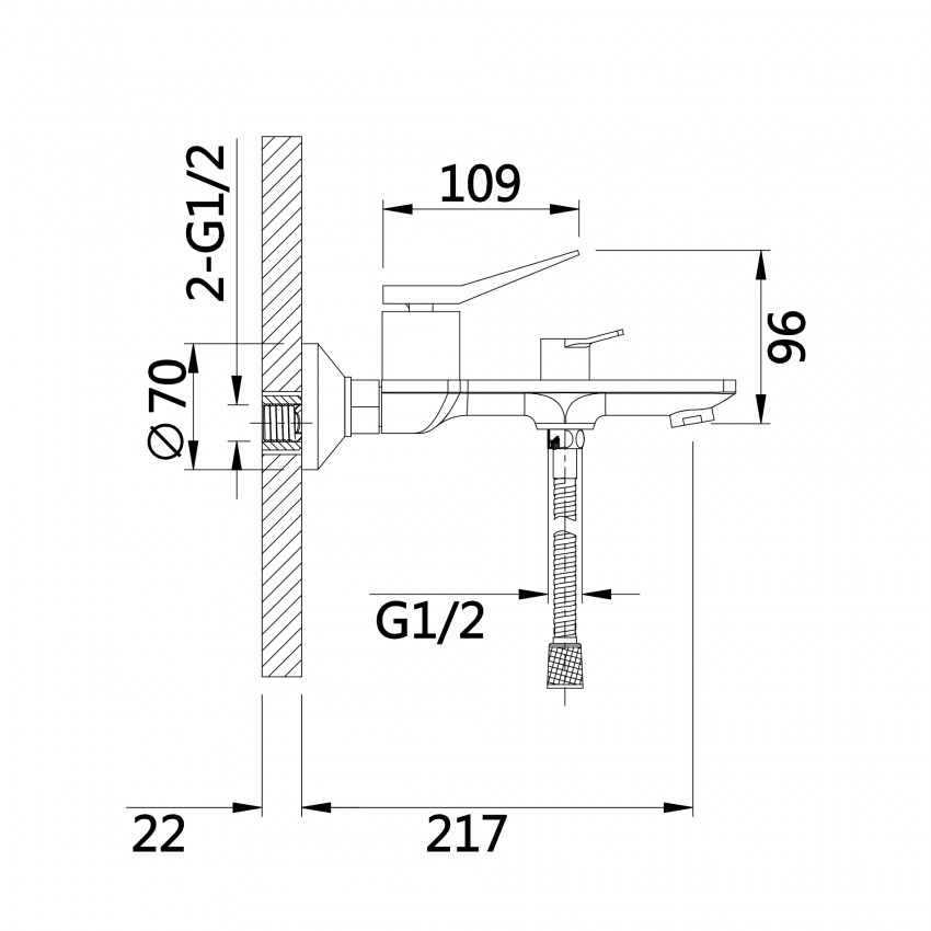 Змішувач для ванни Presto (з душовим гарнітуром) QTPRE259GRP45584 Graphite Qtap QTAP фото 1