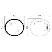 Дзеркало настінне Gemini (GE1) 800х700 мм, овальне, з LED-підсвіткою Touch, антизапотіванням, димером, рег. темп. кольору (3000-6500K), Reverse Qtap QTAP фото 1