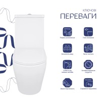 Унітаз підлоговий Jay Eco Ultra Quiet 640x360x835 мм, White, з сидінням Slim Duroplast/ Soft-close/ Quick Release QTJAY27W48749 Qtap QTAP фото 2