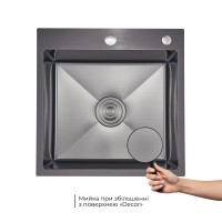 Мийка для кухні інтегрована Handmade H5050HB Decor Black PVD Honeycomb 2,5/0,5 мм LDH5050BDECPVD48369 Lidz LIDZ фото 2