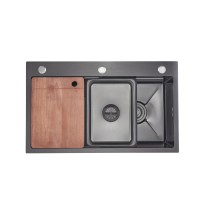 Мийка для кухні інтегрована Handmade H7545B Decor Black PVD Honeycomb 3,0/1,0 мм LDH7545BDECPVD48373 Lidz LIDZ фото 3