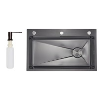 Мийка для кухні інтегрована Handmade H7545B Decor Black PVD Honeycomb 3,0/1,0 мм LDH7545BDECPVD48373 Lidz LIDZ