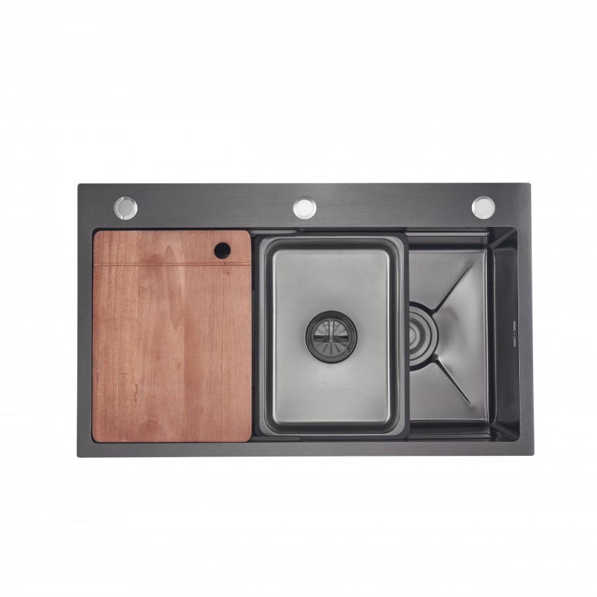 Мийка для кухні інтегрована Handmade H7545B Decor Black PVD Honeycomb 3,0/1,0 мм LDH7545BDECPVD48373 Lidz LIDZ фото 3