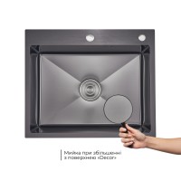 Мийка для кухні інтегрована Handmade H6050HB Decor Black PVD Honeycomb 2,5/0,5 мм LDH6050BDECPVD48371 Lidz LIDZ фото 2