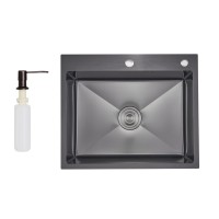 Мийка для кухні інтегрована Handmade H6050HB Decor Black PVD Honeycomb 2,5/0,5 мм LDH6050BDECPVD48371 Lidz LIDZ