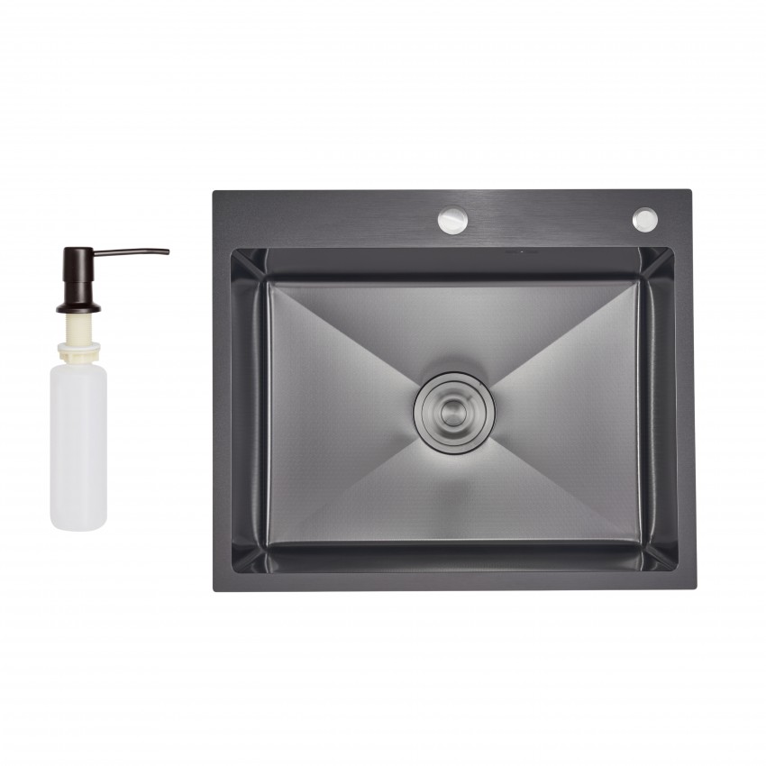 Мийка для кухні інтегрована Handmade H6050HB Decor Black PVD Honeycomb 2,5/0,5 мм LDH6050BDECPVD48371 Lidz LIDZ