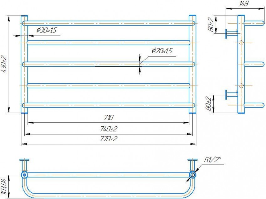 Електрична рушникосушарка INOX Люкс Сіті  430х770/740 MARIO фото 2