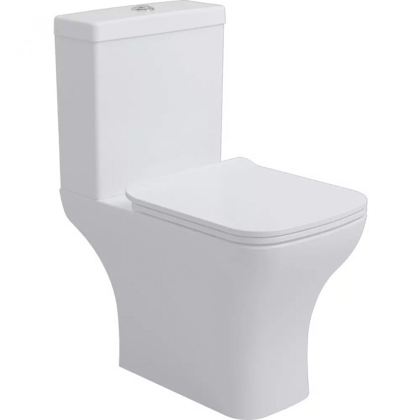 3590021 BASIC Компакт обідковий з кришкою soft-close, білий глянець (1 сорт) DEVIT
