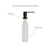 Комплект Lidz Handmade H6050HB Мийка для кухні інтегрована Decor Black PVD Honeycomb у комплекті з дозатором + Lidz K01G Корзина для кухонної мийки LIDZ фото 4