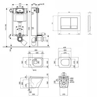 Готове рішення Qtap для ванної кімнати: підвісний унітаз Tern Rimless 490x340x350 + комплект інсталяції Nest 4 в 1 (квадратна клавіша Satin) QTAP фото 1