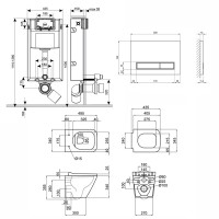 Готове рішення Qtap для ванної кімнати: підвісний унітаз Tern Rimless 490x340x350 + комплект інсталяції Nest 4 в 1 (лінійна клавіша Chrome) QTAP фото 1