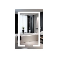Дзеркало настінне Kubis (KU2) 600х800 мм, прямокутне, з LED-підсвічуванням Touch, антизапотіванням, димером, рег. яскравості Lidz LIDZ