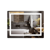 Дзеркало настінне Kubis (KU2) 800х600 мм, прямокутне, з LED-підсвічуванням Touch,  антизапотіванням, димером, рег. яскравості Lidz LIDZ