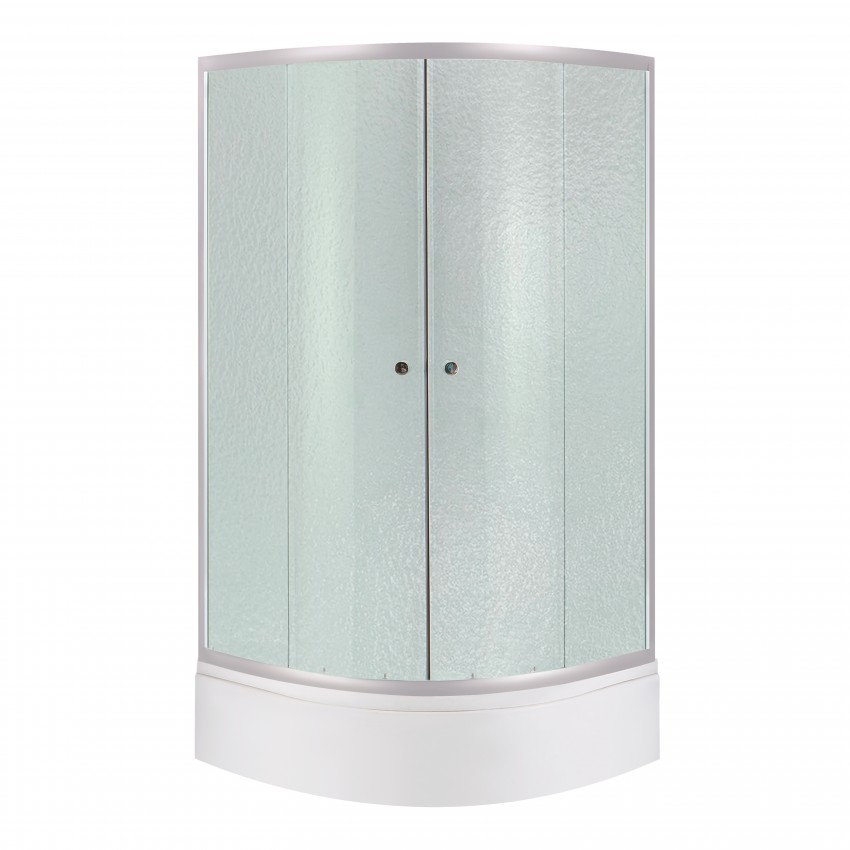 Набір: Душова кабіна Latwa SC90x90.SAT.MID.FR напівкругла, скло Frost 4 мм + Душовий піддон Kapielka ST90x90x26, з панеллю Lidz LIDZ