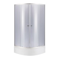 Набір: Душова кабіна Latwa SC90x90.SAT.MID.GR напівкругла, скло тоноване 4 мм + Душовий піддон Kapielka ST90x90x26, з панеллю Lidz LIDZ