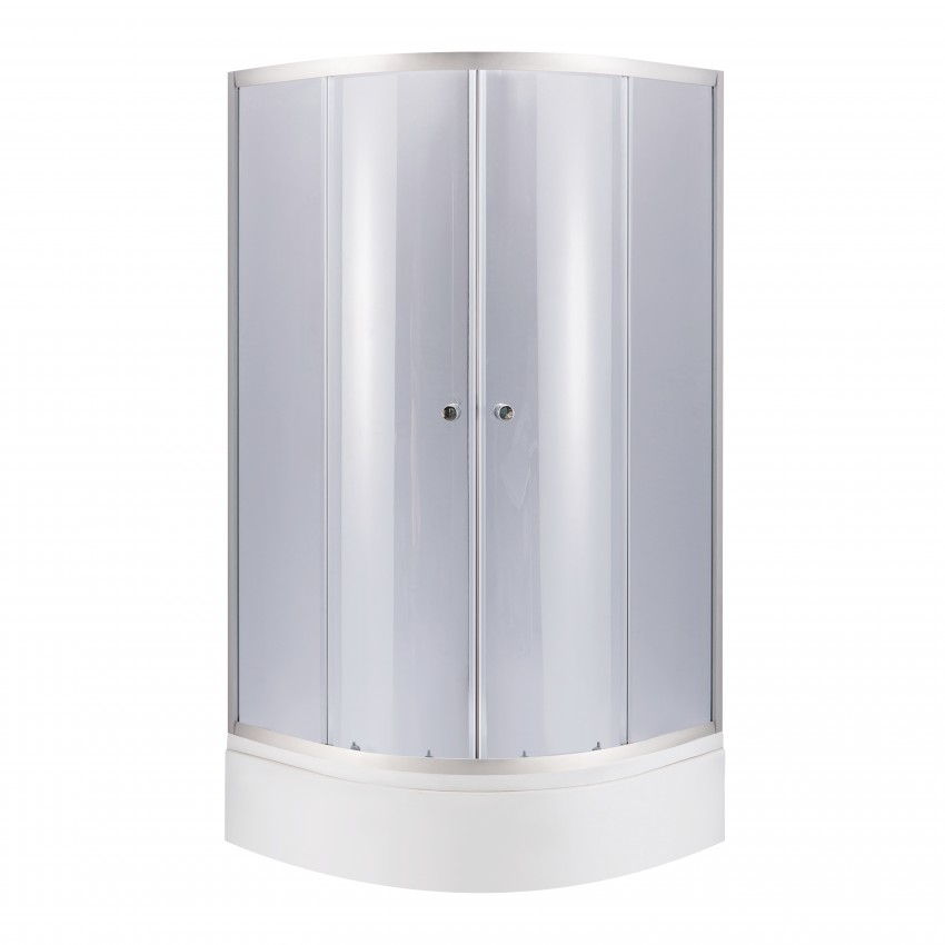 Набір: Душова кабіна Latwa SC90x90.SAT.MID.GR напівкругла, скло тоноване 4 мм + Душовий піддон Kapielka ST90x90x26, з панеллю Lidz LIDZ