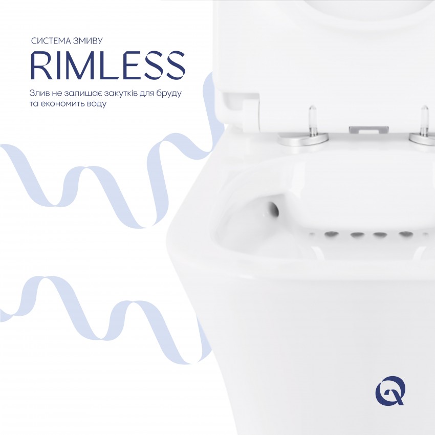 Унітаз підлоговий Presto Quadro Rimless 650х340х790 мм, White, з сидінням Slim Duroplast/ Soft-close/ Quick Release QT24221215AW Qtap QTAP фото 4