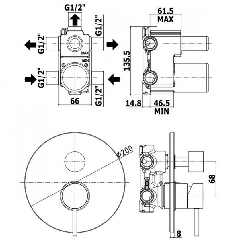 LIG019ST  Light exclusive Змішувач для душу, steel looking (1 сорт) Paffoni фото 2