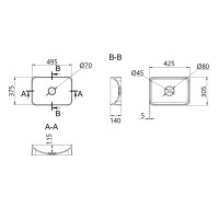 Раковина накладна Robin 500х380х140 мм, Anthracite, прямокутна, з донним клапаном QT04116302AN Qtap QTAP фото 1