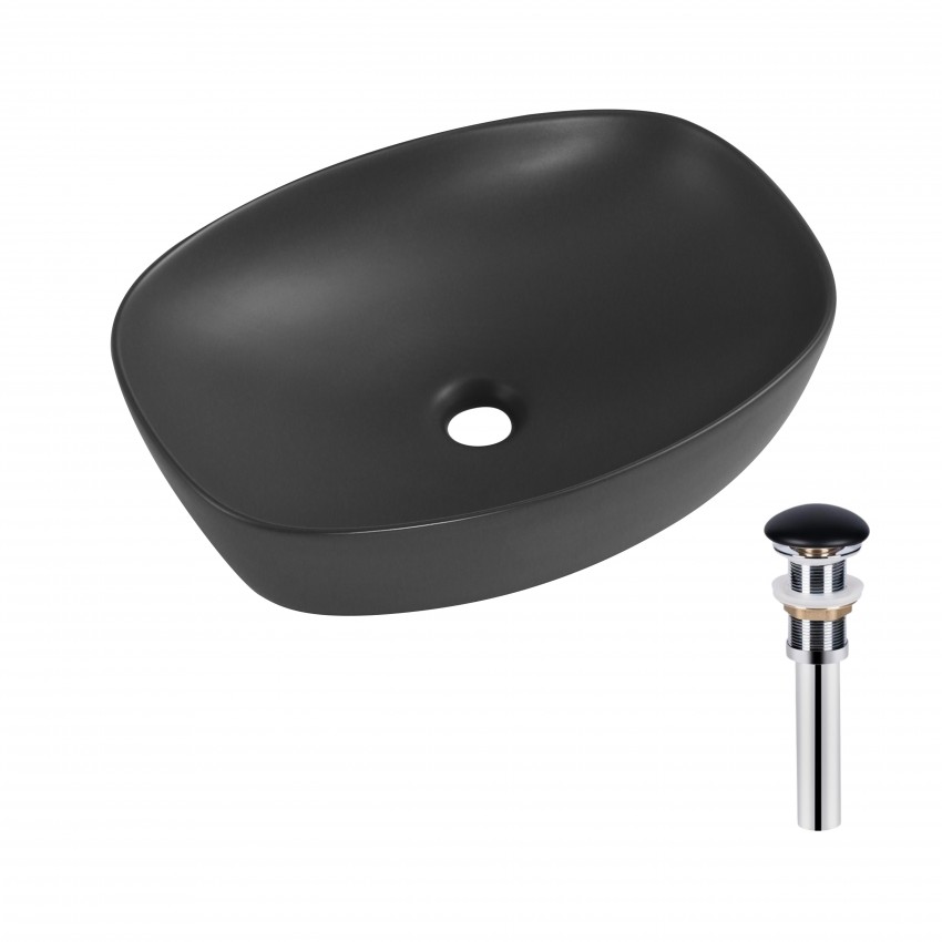 Раковина накладна Robin 500х380х140 мм, Anthracite, прямокутна, з донним клапаном QT04116302AN Qtap QTAP