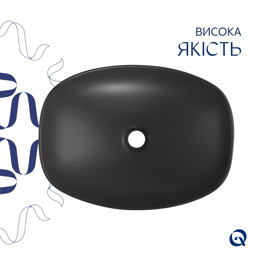 Раковина накладна Robin 500х380х140 мм, Anthracite, прямокутна, з донним клапаном QT04116302AN Qtap QTAP фото 3
