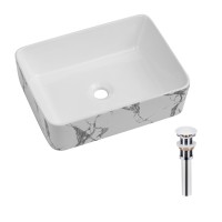 Раковина накладна Tern 480x370x135 мм, Marble, прямокутна, з донним клапаном QT17116069MR Qtap QTAP