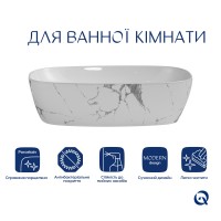 Раковина накладна Robin 500х380х140 мм, Marble, прямокутна, з донним клапаном QT04116302MR Qtap QTAP фото 2