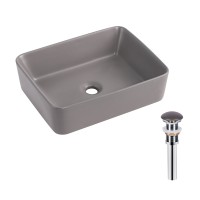 Раковина накладна Tern 480x370x135 мм, Stone grey, прямокутна, з донним клапаном QT17116069SG Qtap QTAP