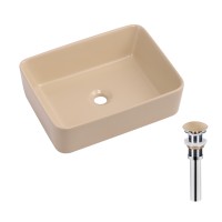 Раковина накладна Tern 480x370x135 мм, Beige, прямокутна, з донним клапаном QT17116069SB Qtap QTAP