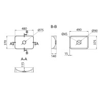 Раковина накладна Tern 480x370x135 мм, Beige, прямокутна, з донним клапаном QT17116069SB Qtap QTAP фото 1