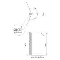 Шторка для ванни Standard BLM407513APL, 75x140 см, скло 6 мм Pear, розпашна, ліва Qtap QTAP фото 1