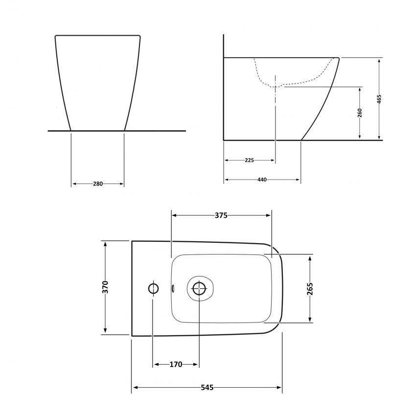 Біде підлогове Crow 545х360х410 мм, White QT05443370W Qtap QTAP фото 1