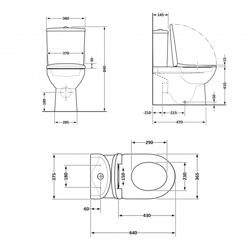 Унітаз підлоговий Jay Eco Ultra Quiet 640x360x835 мм, White, з сидінням Slim Duroplast/ Soft-close/ Quick Release QTJAY27W48749 Qtap QTAP фото 1