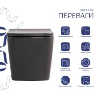 Унітаз підвісний Tern Ultra Quiet 490×365×325 мм, Anthracite, з сидінням Slim Duroplast / Soft-close / Quick Release QT17332303ASAN Qtap QTAP фото 2