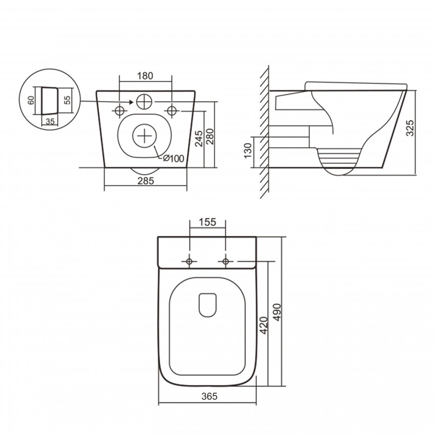 Унітаз підвісний Tern Ultra Quiet 490×365×325 мм, Anthracite, з сидінням Slim Duroplast / Soft-close / Quick Release QT17332303ASAN Qtap QTAP фото 1