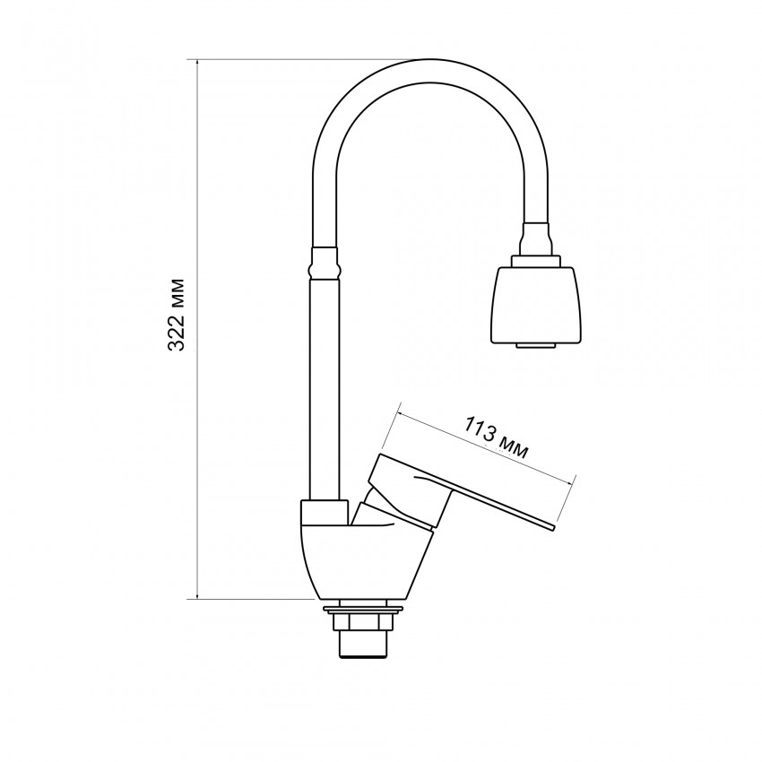 Змішувач для кухні Tani 008F4, Chrome (k40) з гнучким виливом LDTAN008F4CRM44972 Lidz LIDZ фото 1